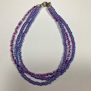 Anklet - Three strand purple beaded Anklet
